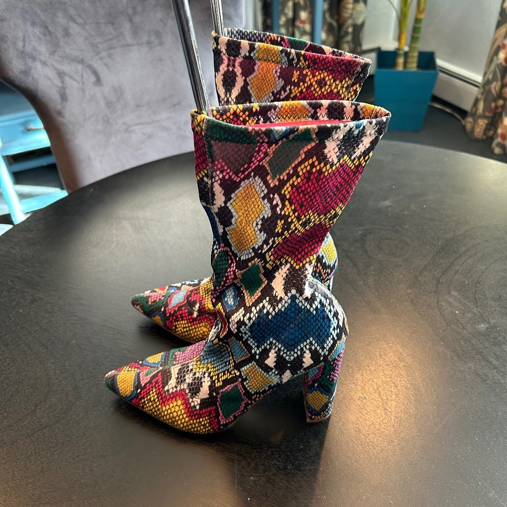 Colorful Snake Print Boots